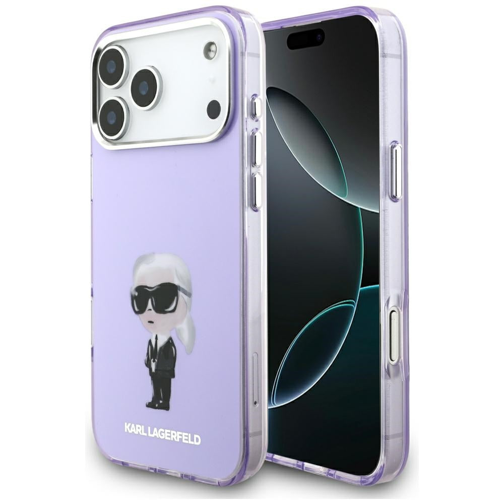 Karl Lagerfeld IML Aquarelle Karl & Choupette & Logo MagSafe Case til iPhone 17 Pro Max - Purple