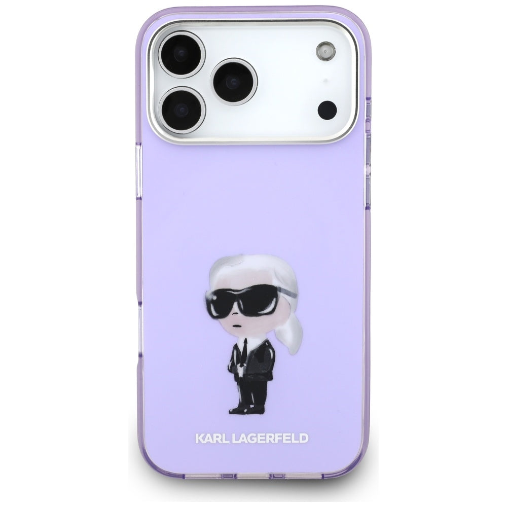 Karl Lagerfeld IML Aquarelle Karl & Choupette & Logo MagSafe Case til iPhone 17 Pro Max - Purple