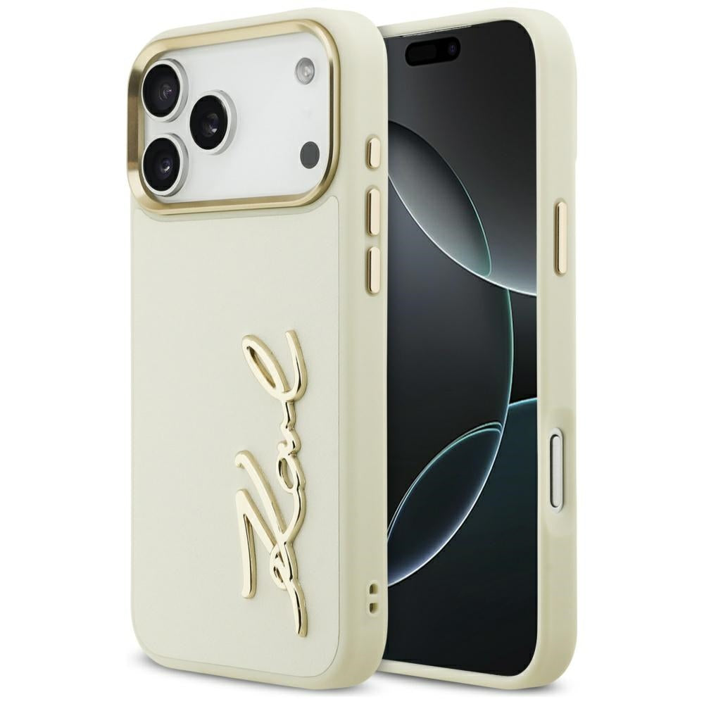Karl Lagerfeld Karl Script Logo Case til iPhone 17 Pro Max - Beige