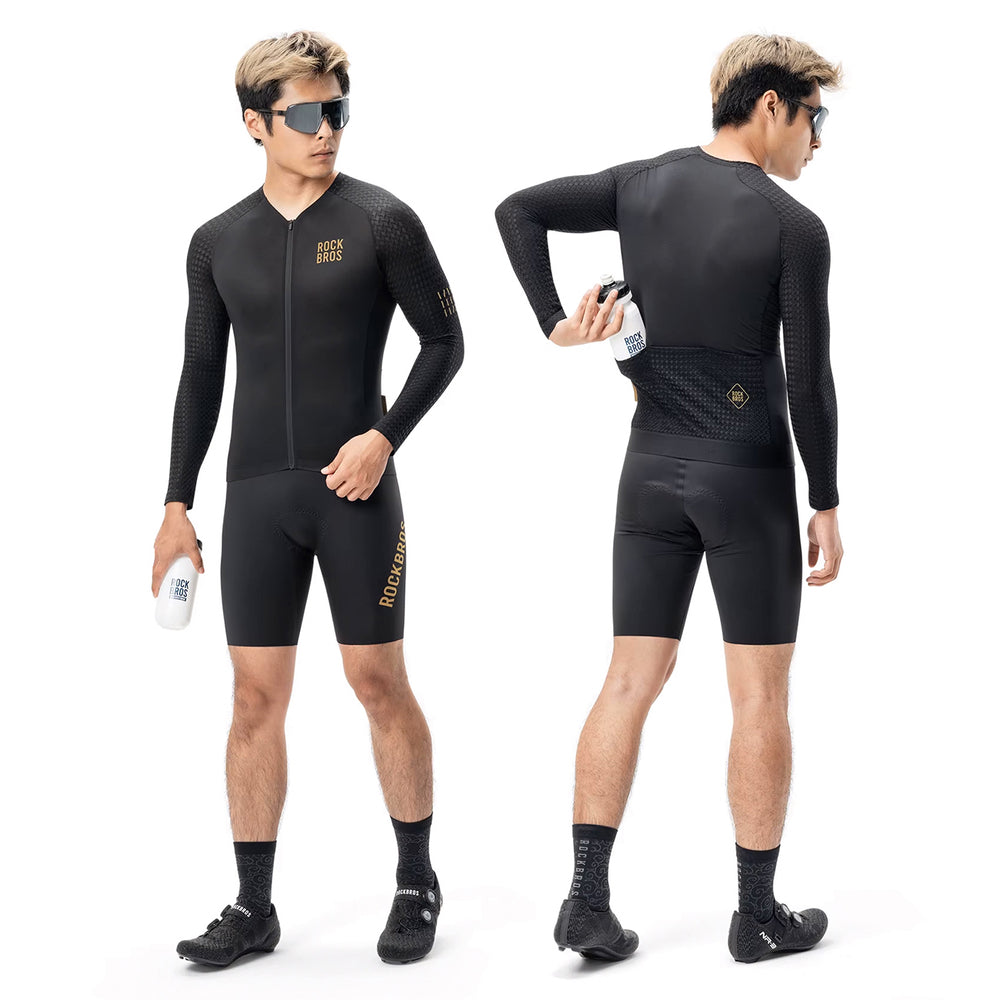 Rockbros YDCX008 Diamond Long Sleeve Cycling Jersey størrelse XXXL - sort
