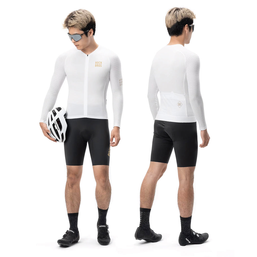 Rockbros YDCX008 Diamond Long Sleeve Cycling Jersey størrelse XS - hvid