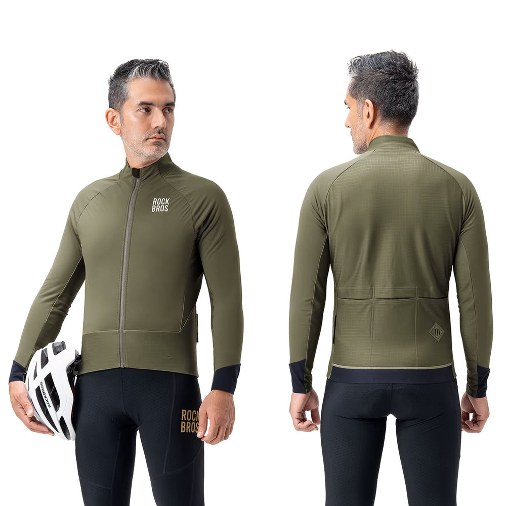 Rockbros YDWT014 Vinter Fleece Dobbeltlag cykeljakke M - Grøn