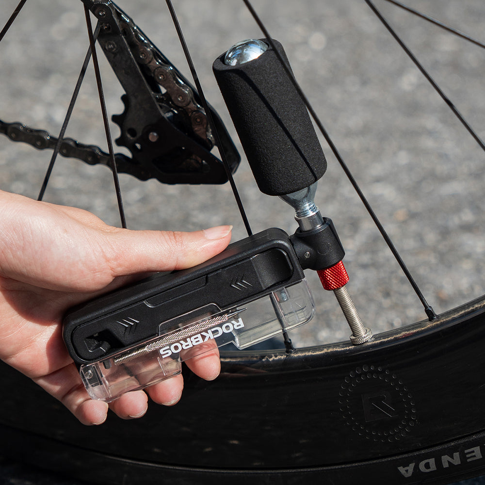 Rockbros Multitool Bike Tool Set with CO2 Pump and Ratchet Wrench - Black