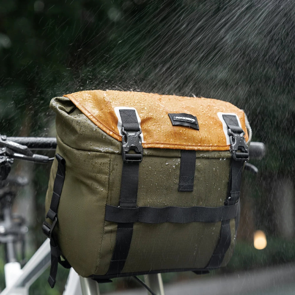 Rockbros W019 Handlebar Bike Bag 13.5-24L - Green-Orange