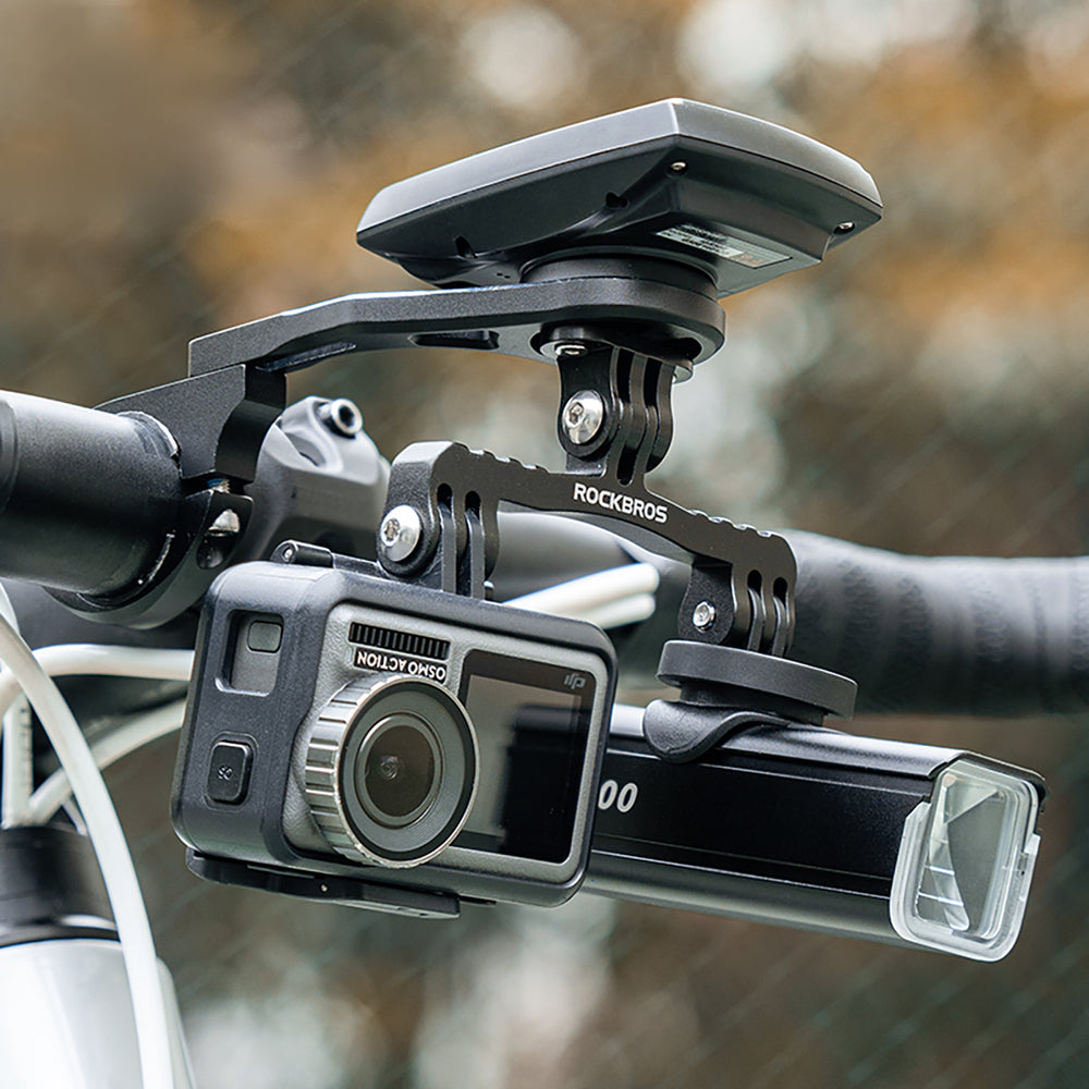 Rockbros FK-301 2-in-1 Handlebar Bike Mount for Computer/Navigator and Camera/Lighting - Black