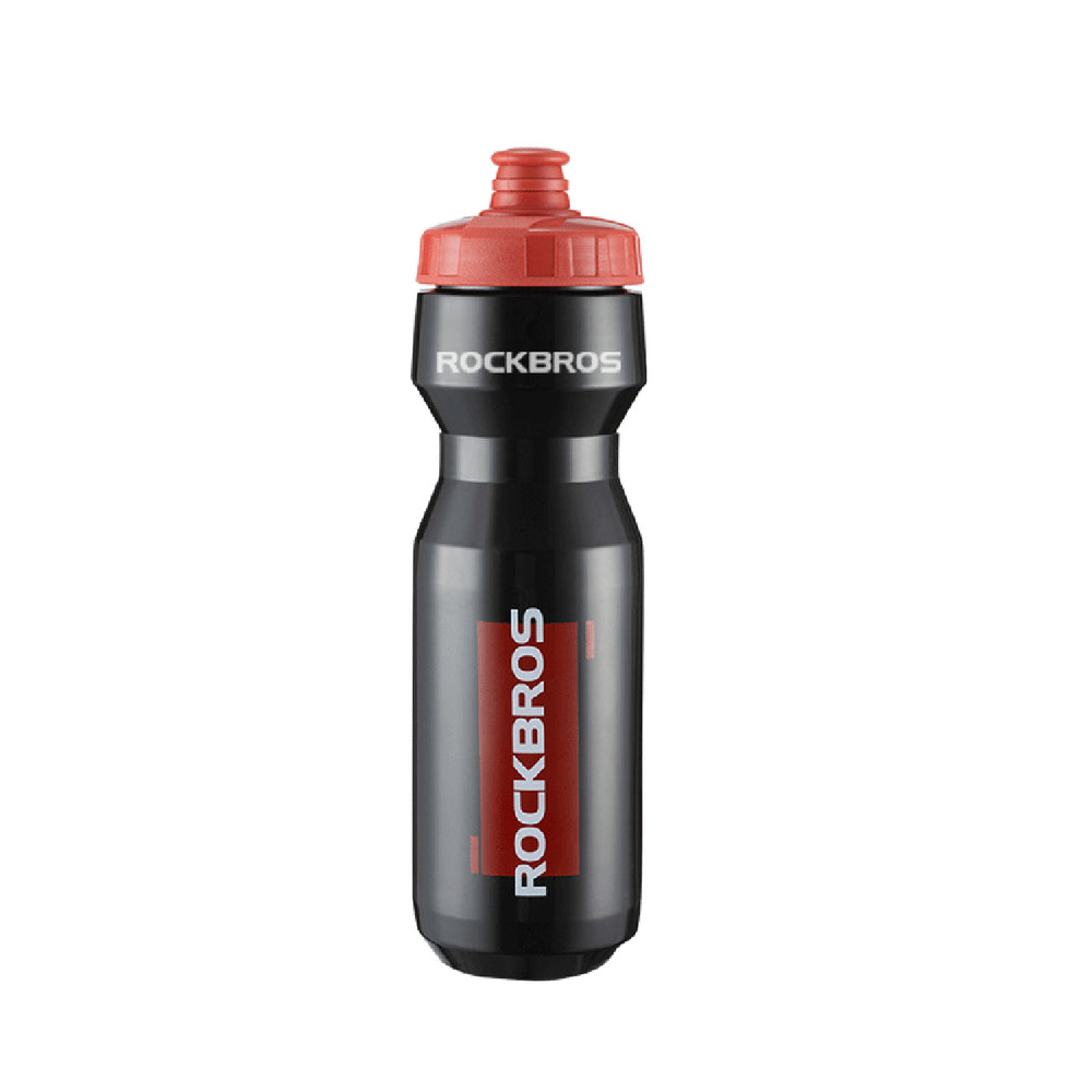 Rockbros 750 ml cykelflaske - gennemsigtig sort med rød mundstykke