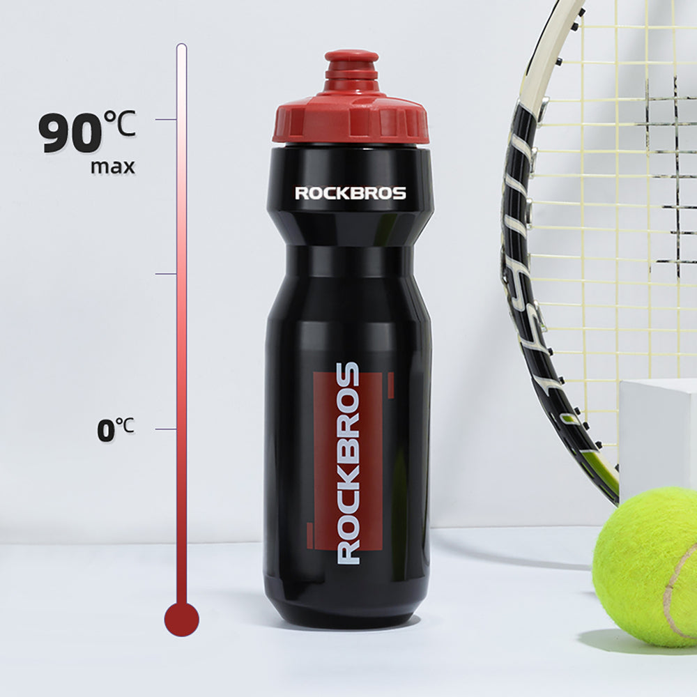 Rockbros 750 ml cykelflaske - gennemsigtig sort med rød mundstykke