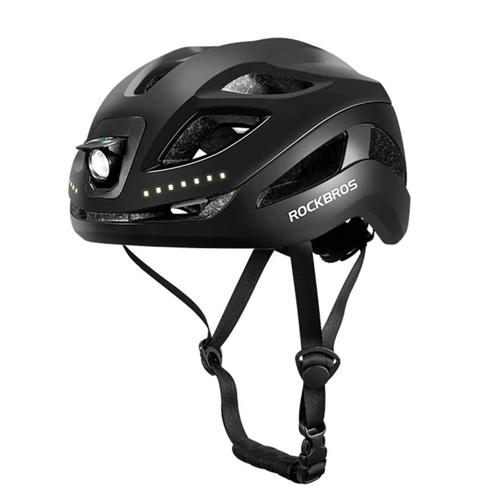 Rockbros ZK-077 cykelhjelm med integreret tværgående belysning 57-61 cm - sort