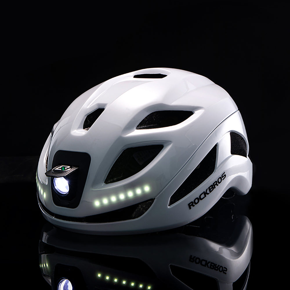 Rockbros ZK-077 Bicycle Helmet with Integrated Multi-Directional Lighting 57-61 cm - White