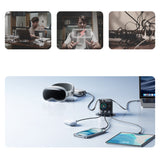 Joyroom Podix JR-TRD01 GaN 140W Desktop Charger with 5 Ports and Dual Retractable Cables - Gray