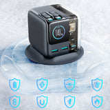 Joyroom Podix JR-TRD01 GaN 140W Desktop Charger with 5 Ports and Dual Retractable Cables - Gray