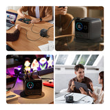 Joyroom Podix JR-TRD01 GaN 140W Desktop Charger with 5 Ports and Dual Retractable Cables - Gray