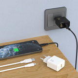 Dudao A23LEU 2.4A GaN EU USB-A Wall Charger med USB-A til Lightning Cable - sort