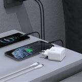 Dudao A28PCEU PD 45W GaN 2xUSB-C Wall Charger med USB-C-kabel - hvid