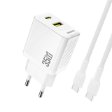 Dudao A27MaxCEU PD QC 35W USB-A USB-C Wall Charger med USB-C-kabel - hvid