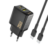 Dudao A26TCEU PD QC 25W GaN USB-A USB-C Wall Charger med USB-C-kabel - sort