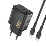 Dudao A27CEU PD 25W GaN SB-C Wall Charger med USB-C-kabel - sort