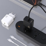 Dudao A27PCEU PD 30W GaN USB-C Wall Charger med USB-C-kabel - sort