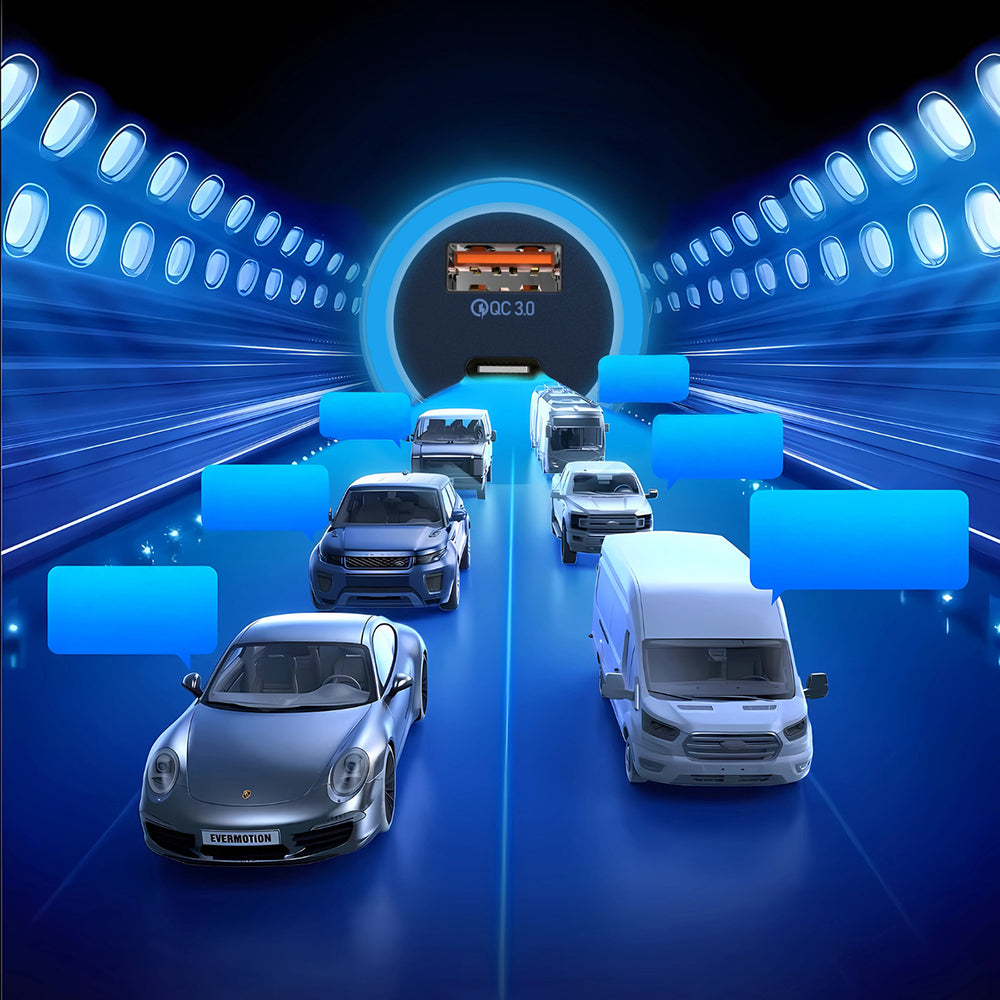 Dudao R4Ultra 120W Power Delivery Quick Charge LED Car Charger USB-A USB-C - Grå