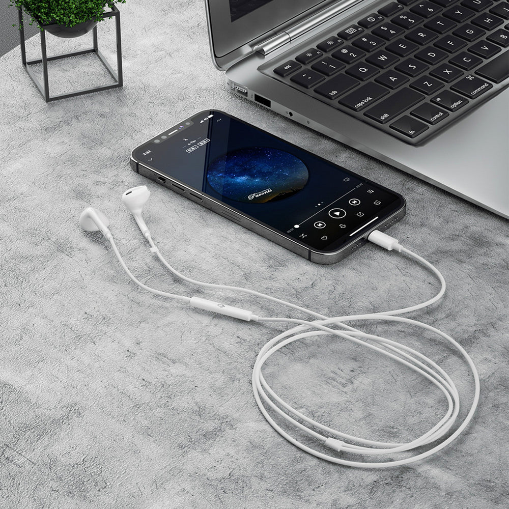 Dudao X14+ Wired In-Ear Headphones med Lightning Connector 1,2 m - Hvid