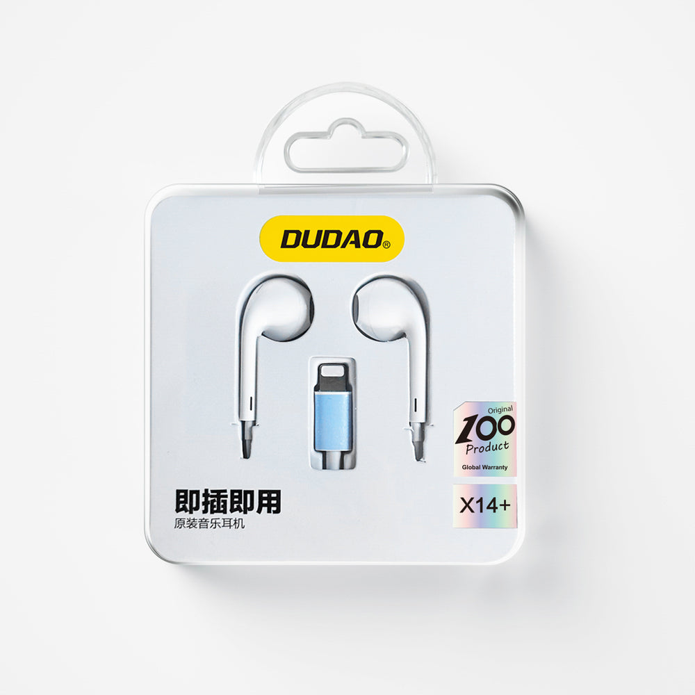 Dudao X14+ Wired In-Ear Headphones med Lightning Connector 1,2 m - Hvid