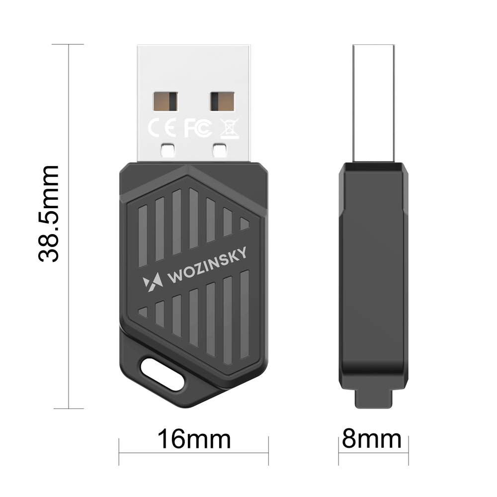 Wozinsky WAX-900 Dual-Band USB Wi-Fi 6 Adapter with Bluetooth 5.4 - Black