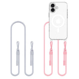 Tech-Protect Flexair Chain MagSafe Case til iPhone 16 - Clear + 2 Lanyards (Pink og Grå)