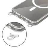 Tech-Protect Flexair Chain MagSafe Case til iPhone 16 Pro - Clear + 2 Lanyards (Pink og Grå)