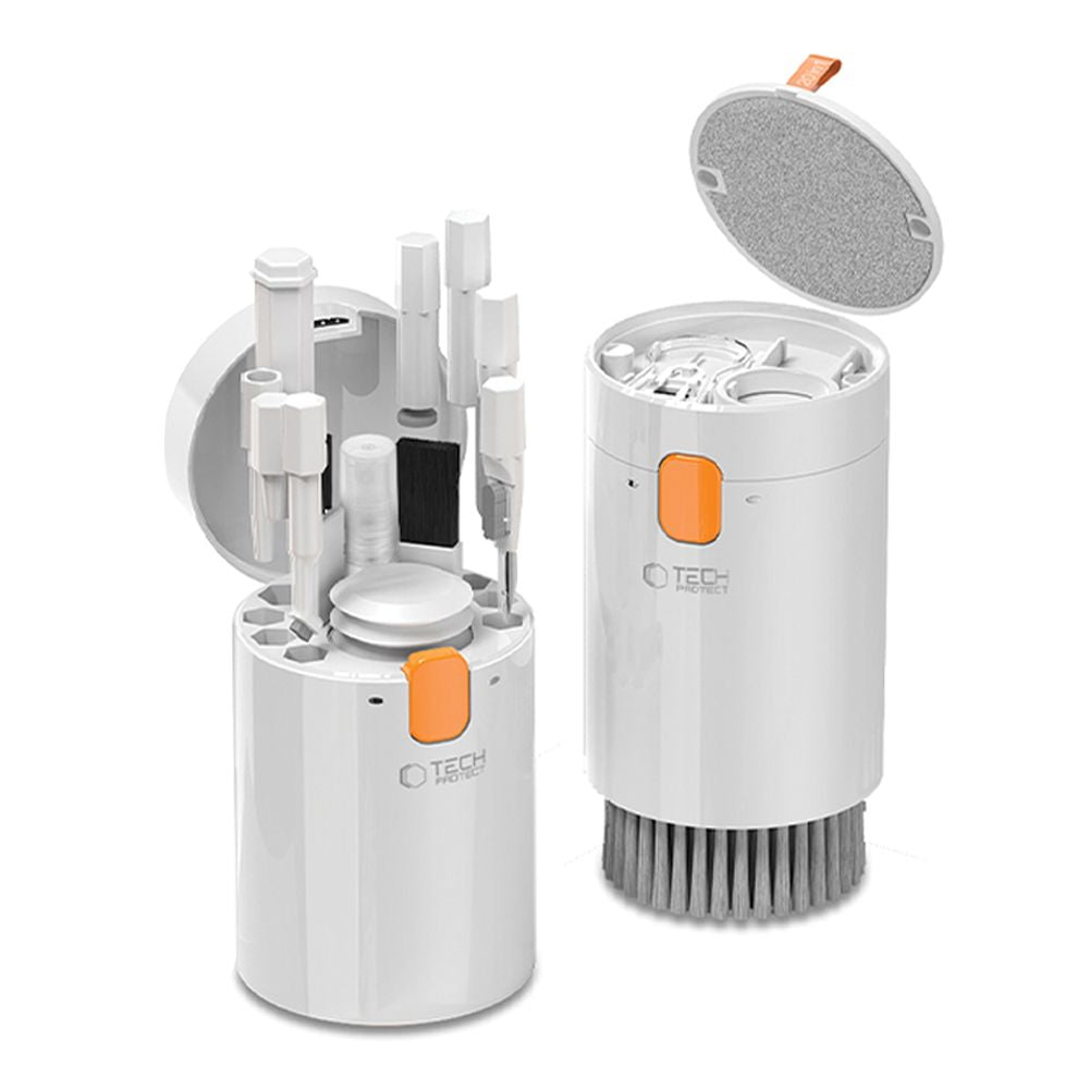 Tech-Protect 20-i-1 multifunktionelt rengøringsset til telefon, tablet, bærbar computer og hovedtelefoner - hvidt