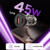 Tech-Protect CC01 45W 2-Port USB-A / USB-C Biloplader - sort