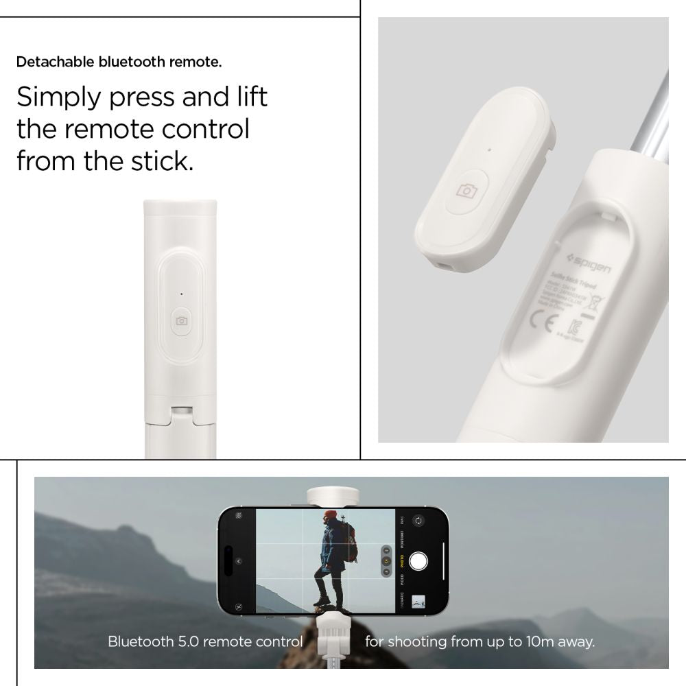 Spigen S541W Bluetooth Selfie Stick - hvid