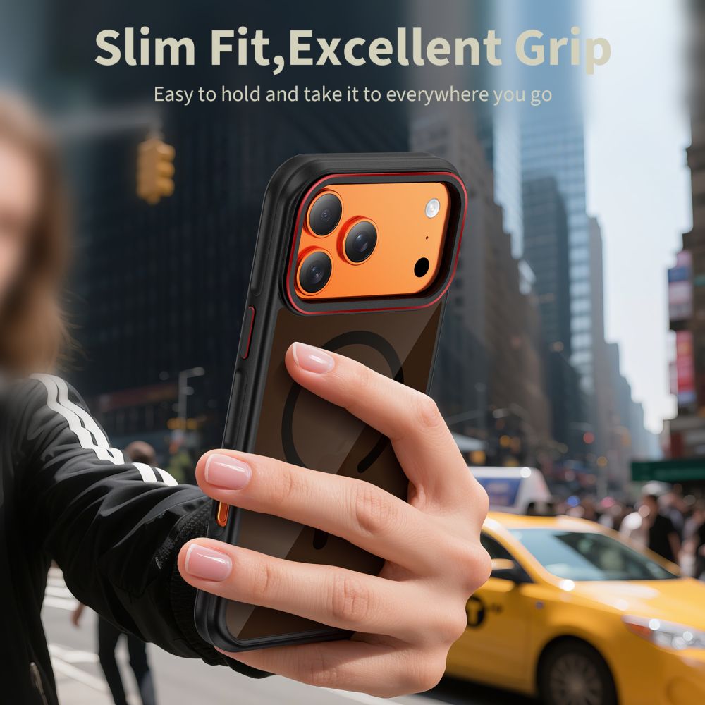 Tech-Protect MagHybrid MagSafe Case til iPhone 17 Pro Max - sort og rød