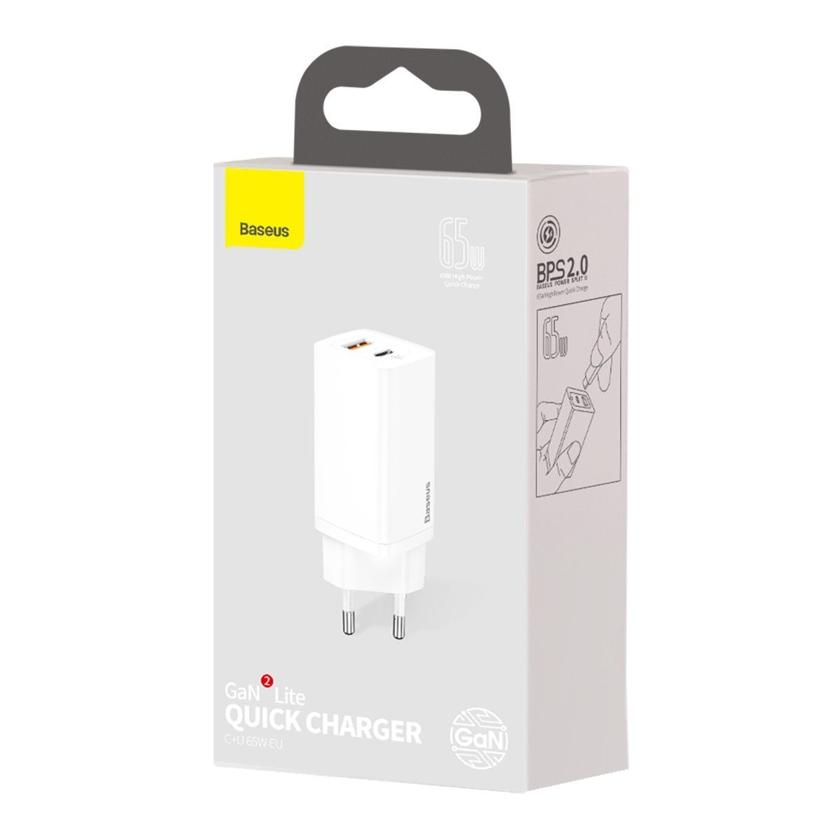 Quick Travel Charger Baseus GaN2 Lite USB+C 65W EU (hvid)