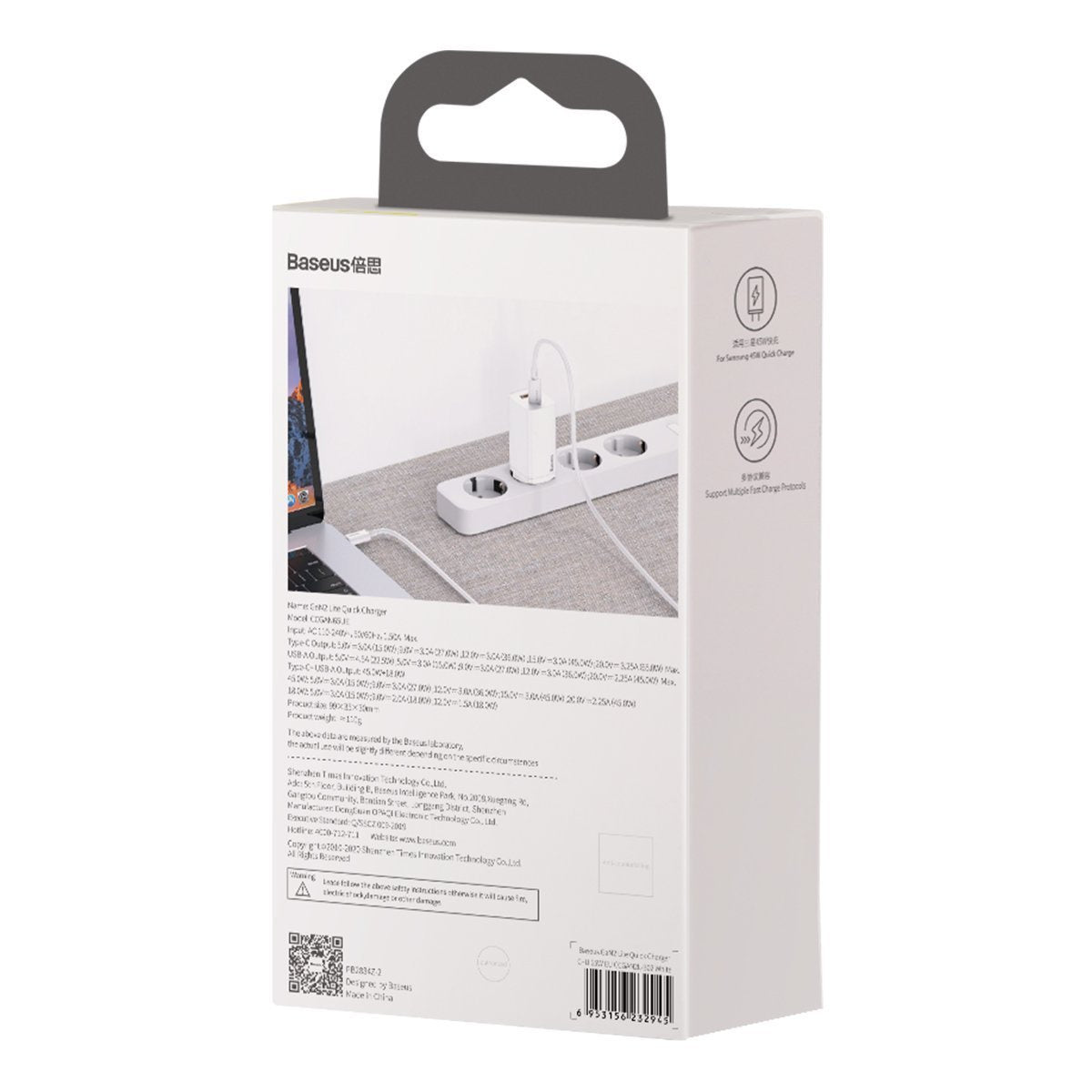 Quick Travel Charger Baseus GaN2 Lite USB+C 65W EU (hvid)