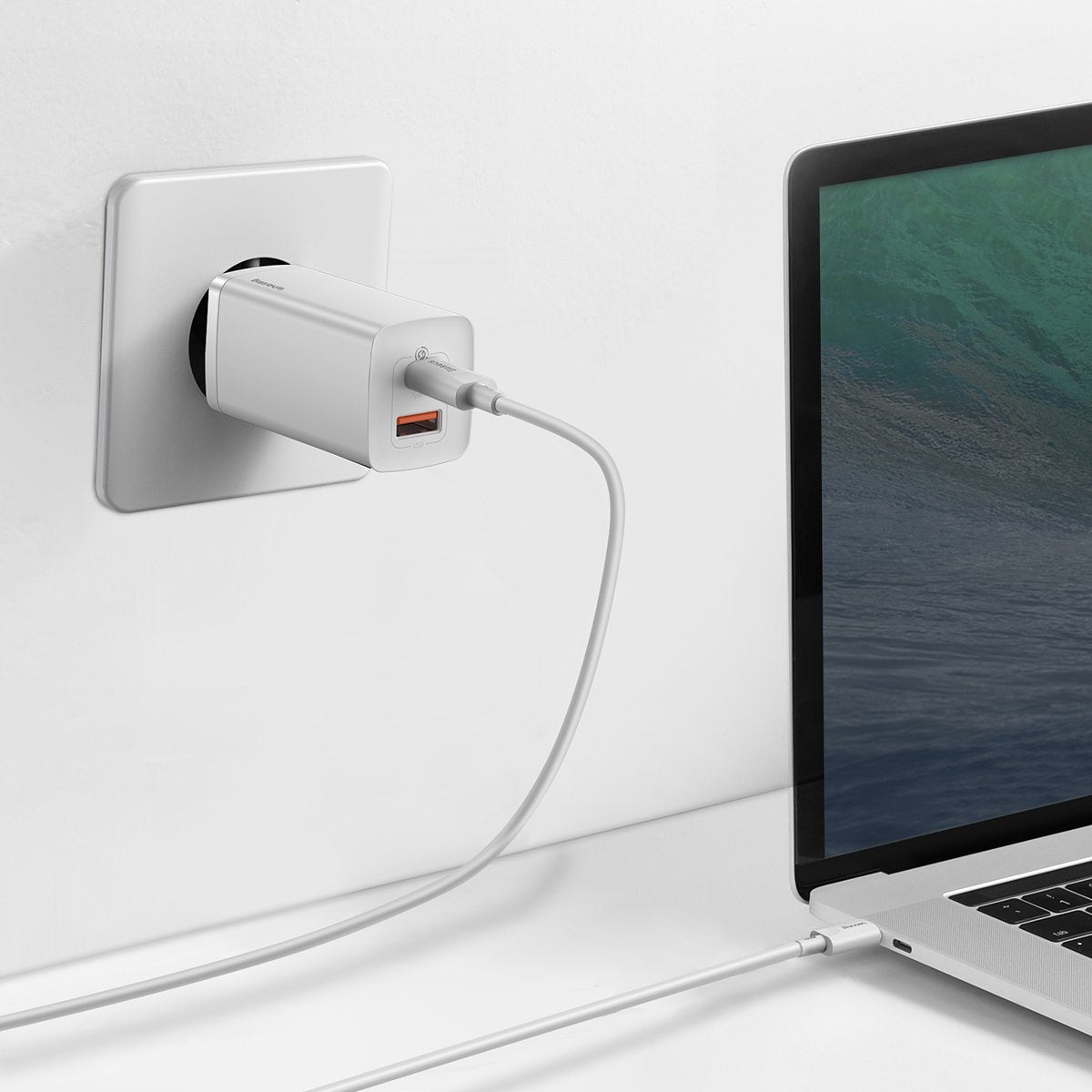 Quick Travel Charger Baseus GaN2 Lite USB+C 65W EU (hvid)