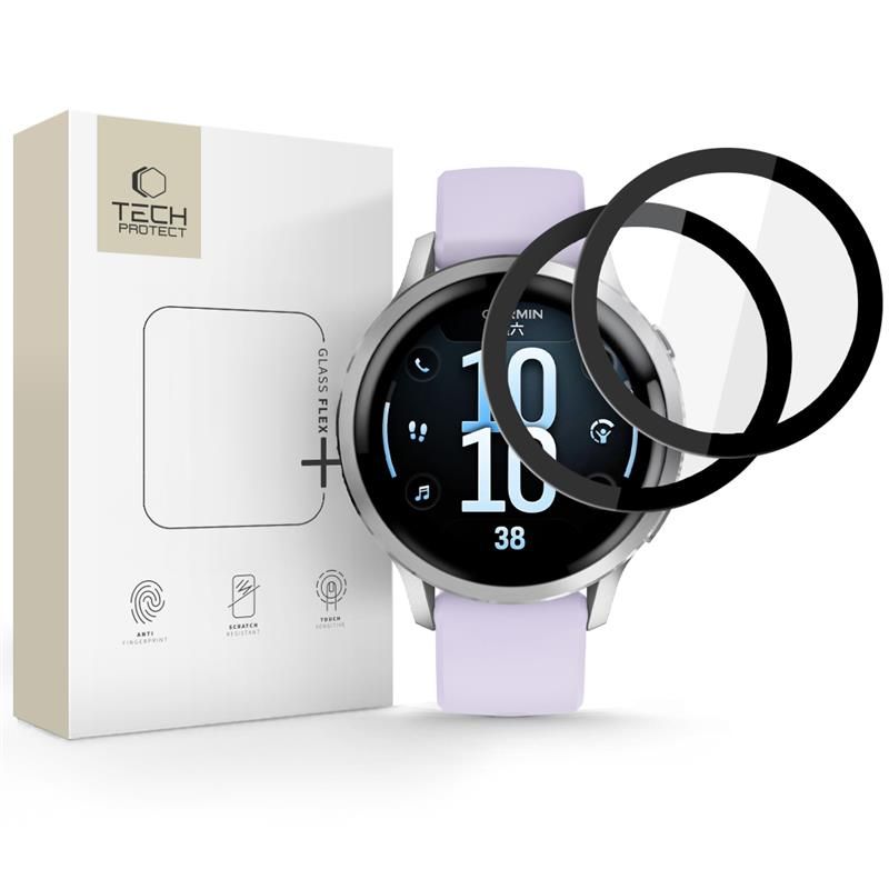Tech-Protect Glass Flex+ 2-pakke til Garmin Venu 4 41mm - sort