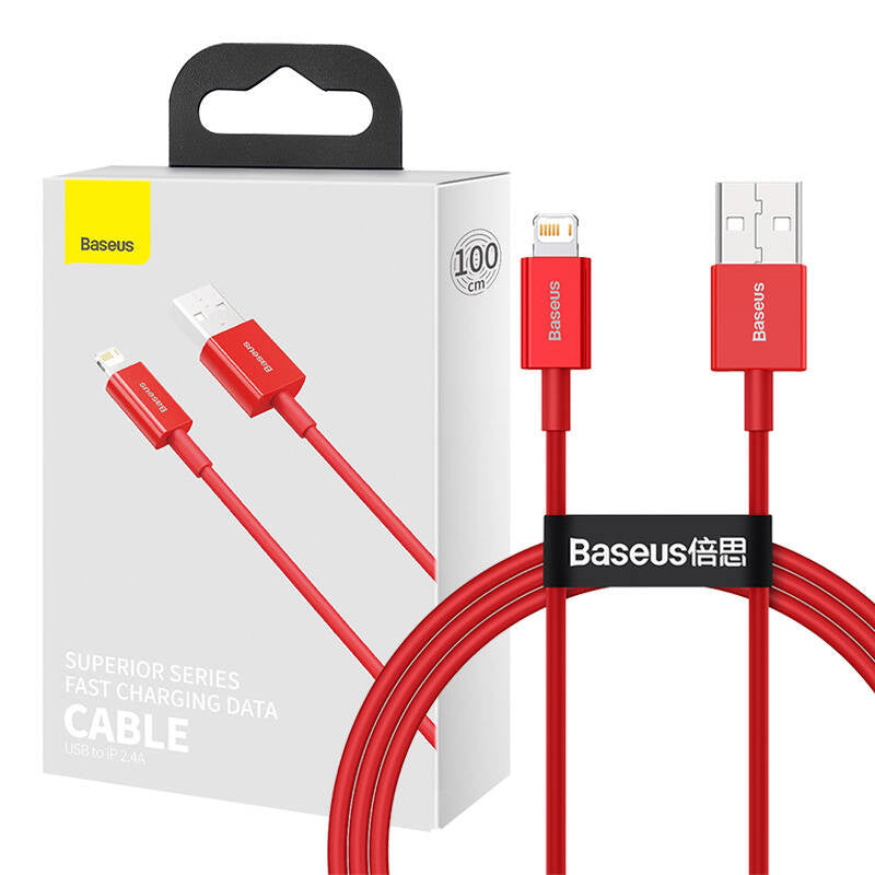 Baseus Superior-serien Kabel USB til iP 2.4A 1m (rødt)