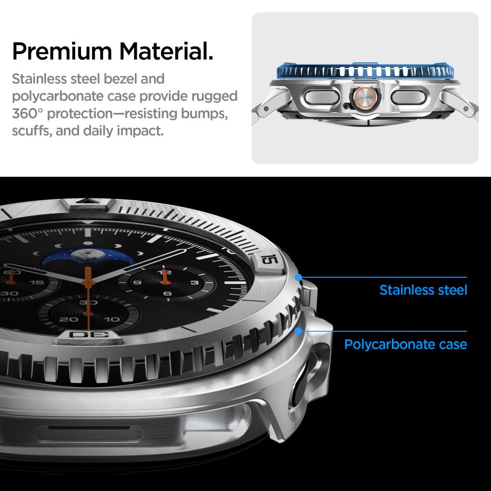 Spigen Bezel Tune Pro Pilot Cover for Samsung Galaxy Watch 8 Classic 46mm - Silver