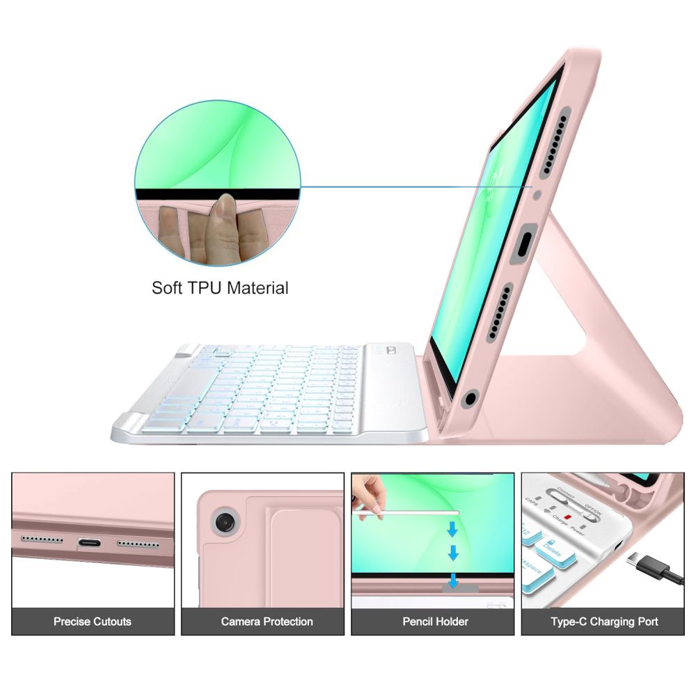 Tech-Protect SC Pen Case til Samsung Galaxy Tab A9+ / A11+ Plus 11.0 X210 / X215 / X216 / X230 / X235 / X236 - Pink