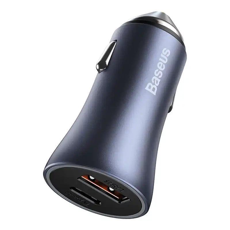 Ładowarka samochodowa Baseus Golden Contactor Pro, USB + USB-C, QC4.0+, PD, SCP, 40W (szara) + kabel USB til USB-C 1m (czarny)