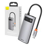 Hub 4in1 Baseus Metal Gleam Series, USB-C til USB 3.0 + USB 2.0 + HDMI + USB-C PD