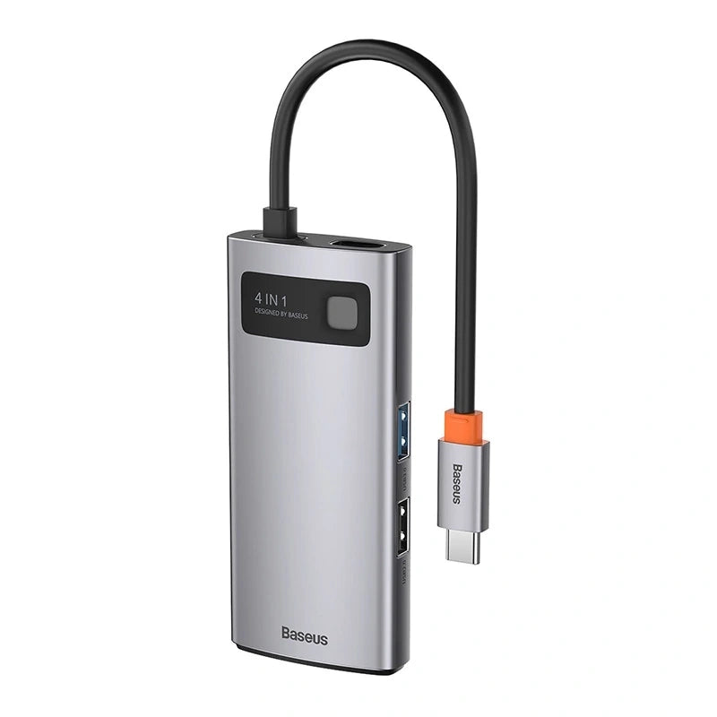 Hub 4in1 Baseus Metal Gleam Series, USB-C til USB 3.0 + USB 2.0 + HDMI + USB-C PD