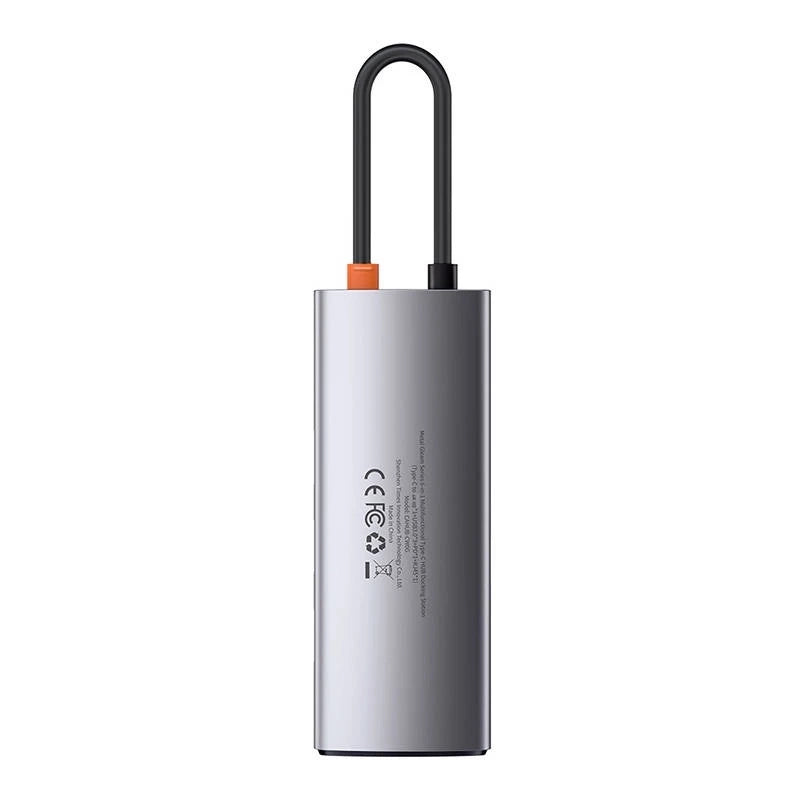 Hub 6in1 Baseus Metal Gleam Series, USB-C til 3x USB 3.0 + HDMI + USB-C PD + Ethernet RJ45