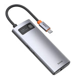 Hub 6in1 Baseus Metal Gleam Series, USB-C til 3x USB 3.0 + HDMI + USB-C PD + Ethernet RJ45