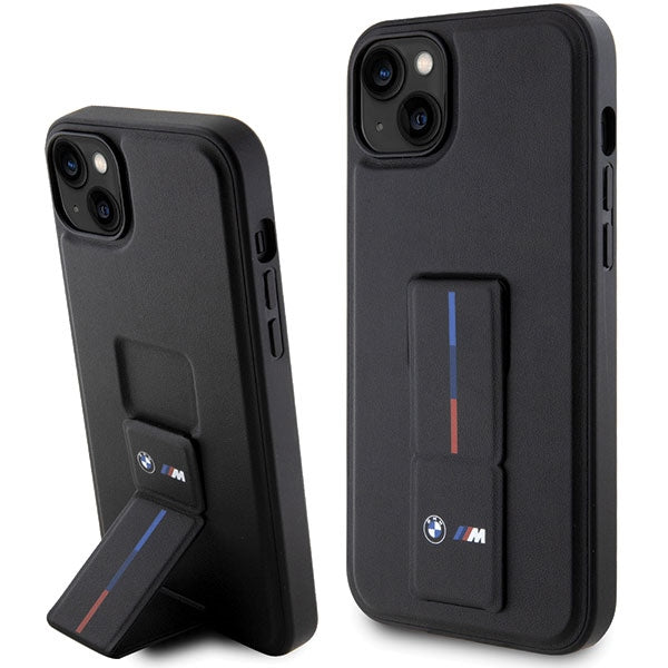 BMW Grip Stand Hot Stamp Case til iPhone 14 Plus / 15 Plus - sort