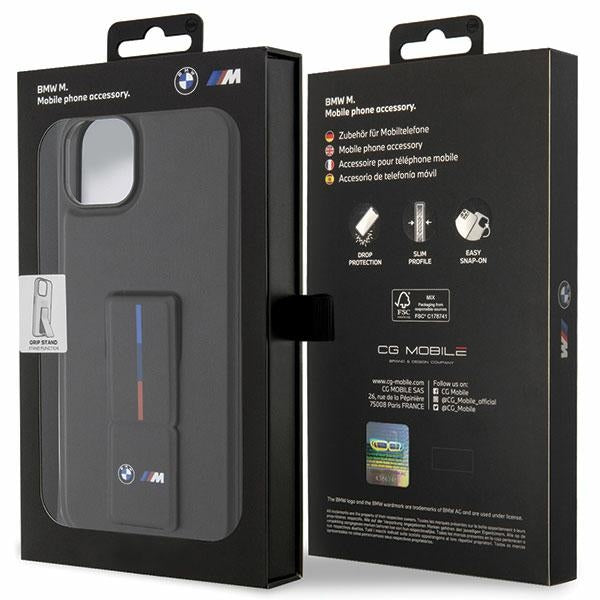 BMW Grip Stand Hot Stamp Case til iPhone 14 Plus / 15 Plus - sort