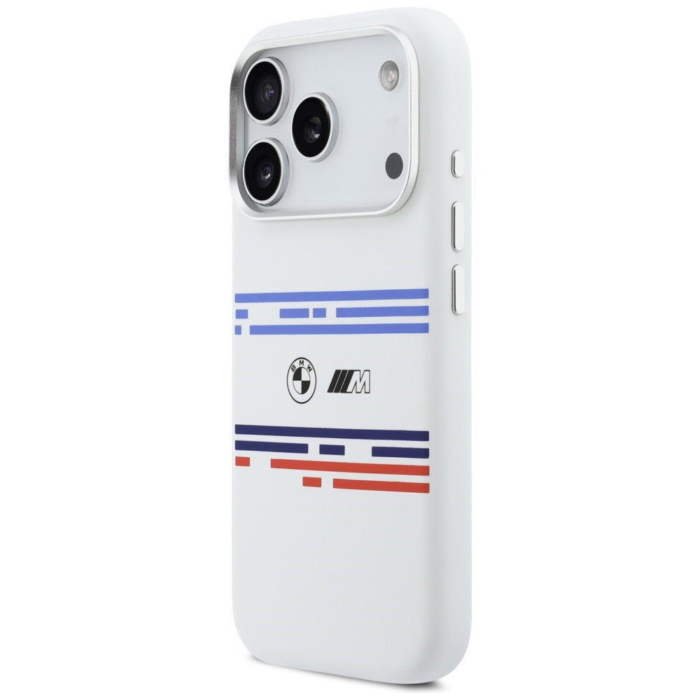 BMW M Silicon Horizontal Line MagSafe Case for iPhone 17 Pro - White