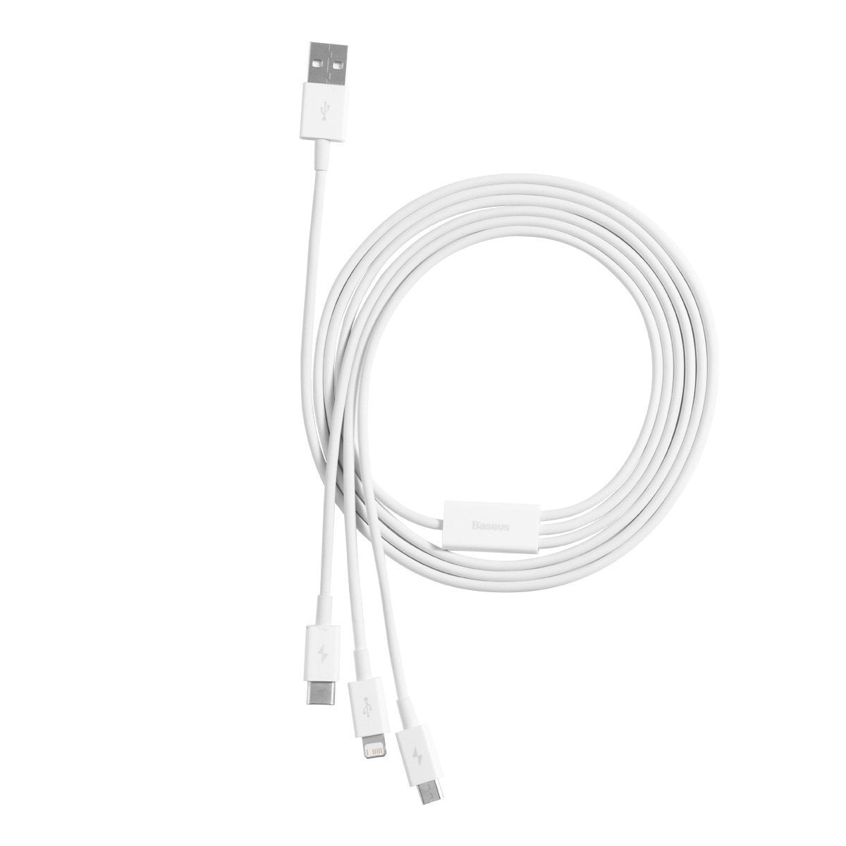 USB-kabel 3in1 Baseus Superior Series, USB til mikro USB / USB-C / Lightning, 3,5 A, 1,5 m (hvid)
