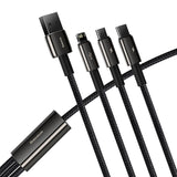 USB-kabel 3in1 Baseus Tungsten Gold, USB til mikro USB / USB-C / Lightning, 3,5 A, 1,5 m (sort)