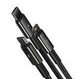 USB-kabel 3in1 Baseus Tungsten Gold, USB til mikro USB / USB-C / Lightning, 3,5 A, 1,5 m (sort)